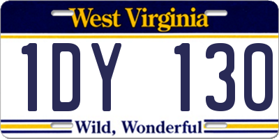 WV license plate 1DY130