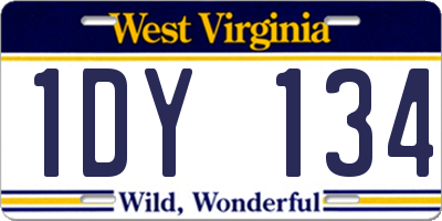 WV license plate 1DY134
