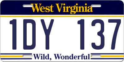WV license plate 1DY137