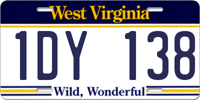 WV license plate 1DY138