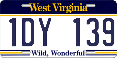 WV license plate 1DY139