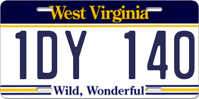 WV license plate 1DY140
