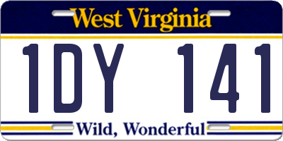 WV license plate 1DY141