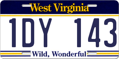 WV license plate 1DY143