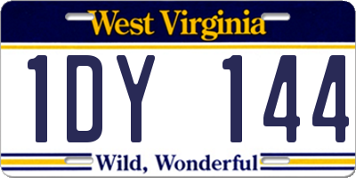 WV license plate 1DY144