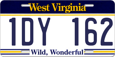 WV license plate 1DY162