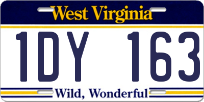 WV license plate 1DY163