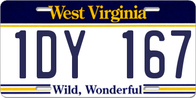 WV license plate 1DY167