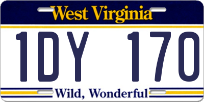 WV license plate 1DY170