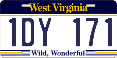 WV license plate 1DY171