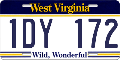 WV license plate 1DY172