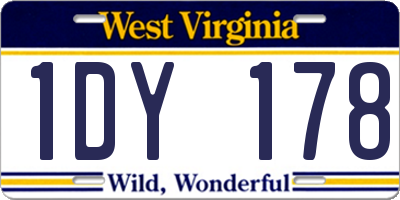 WV license plate 1DY178
