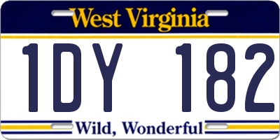 WV license plate 1DY182