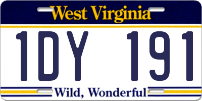 WV license plate 1DY191