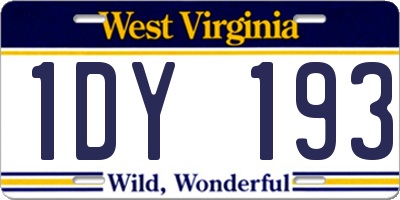 WV license plate 1DY193