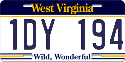 WV license plate 1DY194