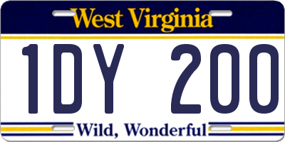 WV license plate 1DY200