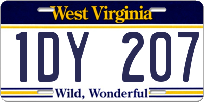 WV license plate 1DY207