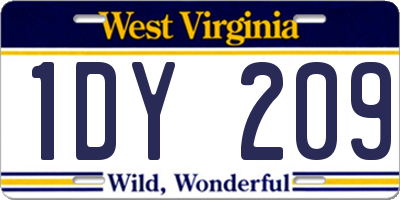 WV license plate 1DY209