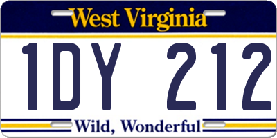 WV license plate 1DY212