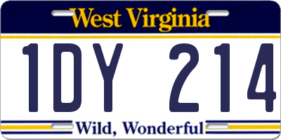 WV license plate 1DY214