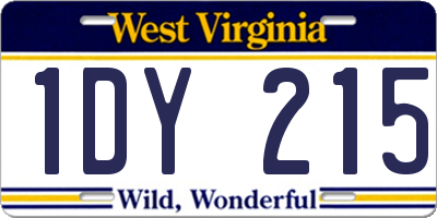 WV license plate 1DY215