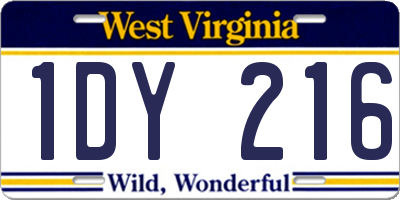 WV license plate 1DY216