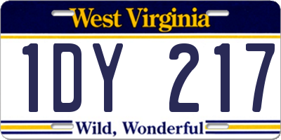 WV license plate 1DY217