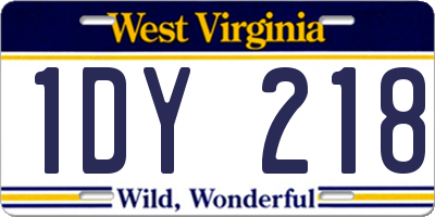 WV license plate 1DY218