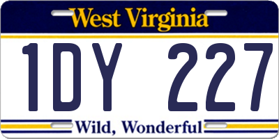 WV license plate 1DY227