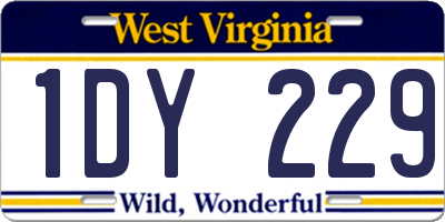 WV license plate 1DY229