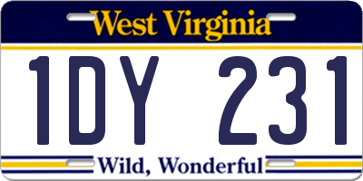 WV license plate 1DY231
