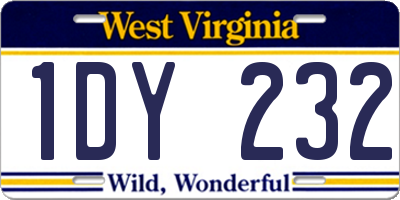 WV license plate 1DY232