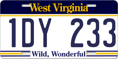WV license plate 1DY233