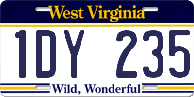 WV license plate 1DY235