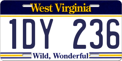WV license plate 1DY236