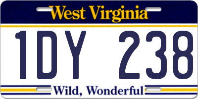 WV license plate 1DY238