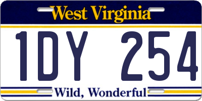 WV license plate 1DY254