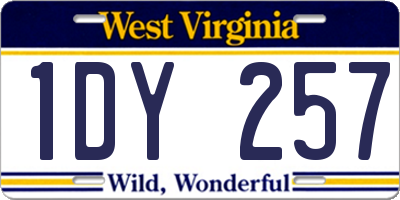 WV license plate 1DY257
