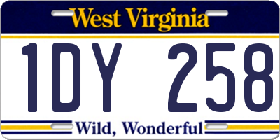 WV license plate 1DY258