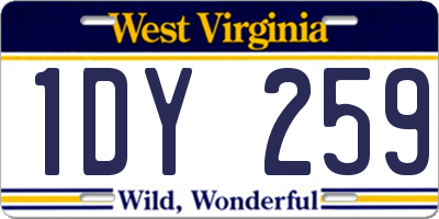 WV license plate 1DY259