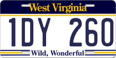 WV license plate 1DY260
