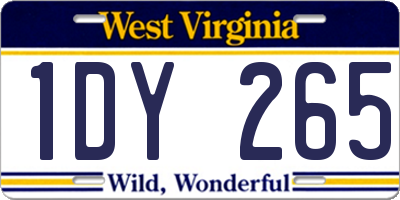 WV license plate 1DY265