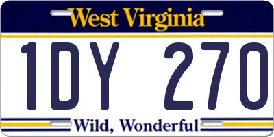 WV license plate 1DY270