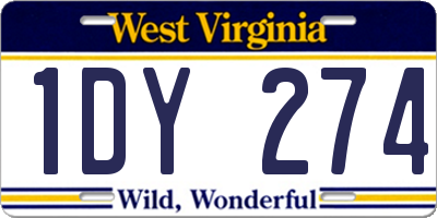 WV license plate 1DY274