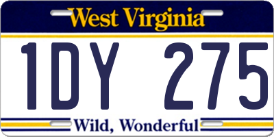 WV license plate 1DY275