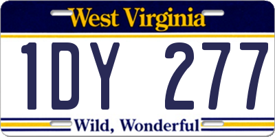 WV license plate 1DY277