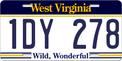 WV license plate 1DY278