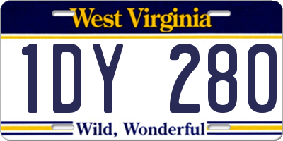 WV license plate 1DY280