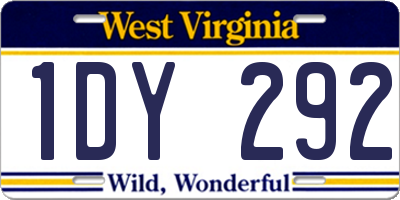 WV license plate 1DY292